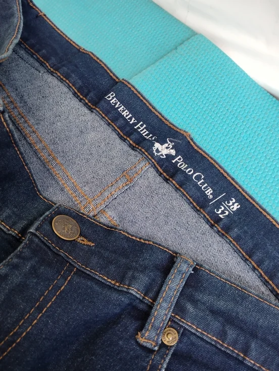 Beverly Hills Polo Club Men's Stretch Jeans Dark Blue Straight -  Size 38x32 - Picture 4 of 6